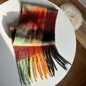 Oak + Fort Plaid Scarf with Fringed Ends